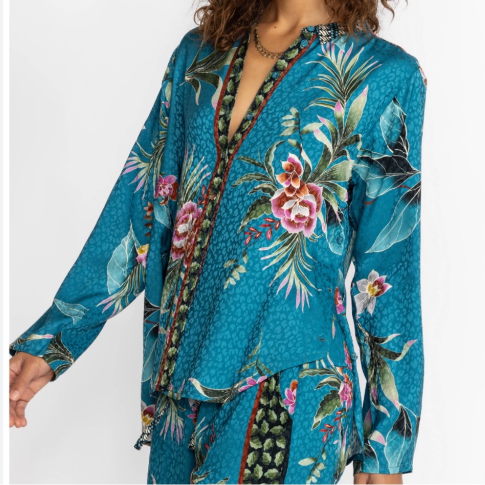 Johnny Was LAGOON BELINDA BUTTON UP - Picture 1 of 6